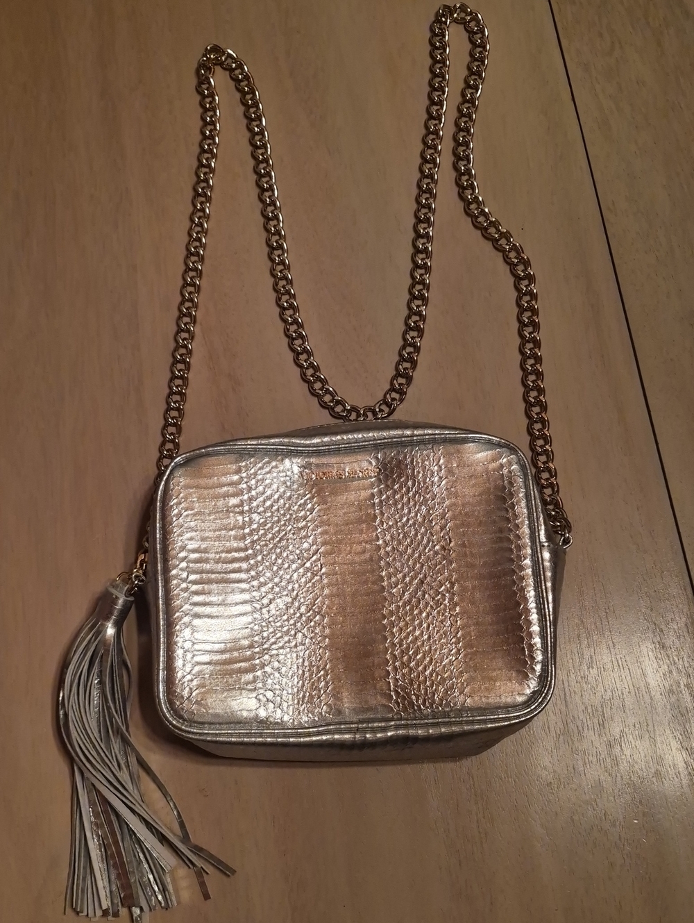 Victorias Secret Silver Snake Crossbody Tassel Bag